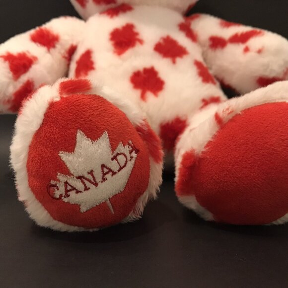 Build A Bear Canada Red & White Maple Leaf Stuffed Plush Canadian - Picture 3 of 9